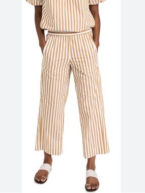 AYR Women’s Baguette White Striped Cotton Blend Cropped Beach Club Pants EUC XL